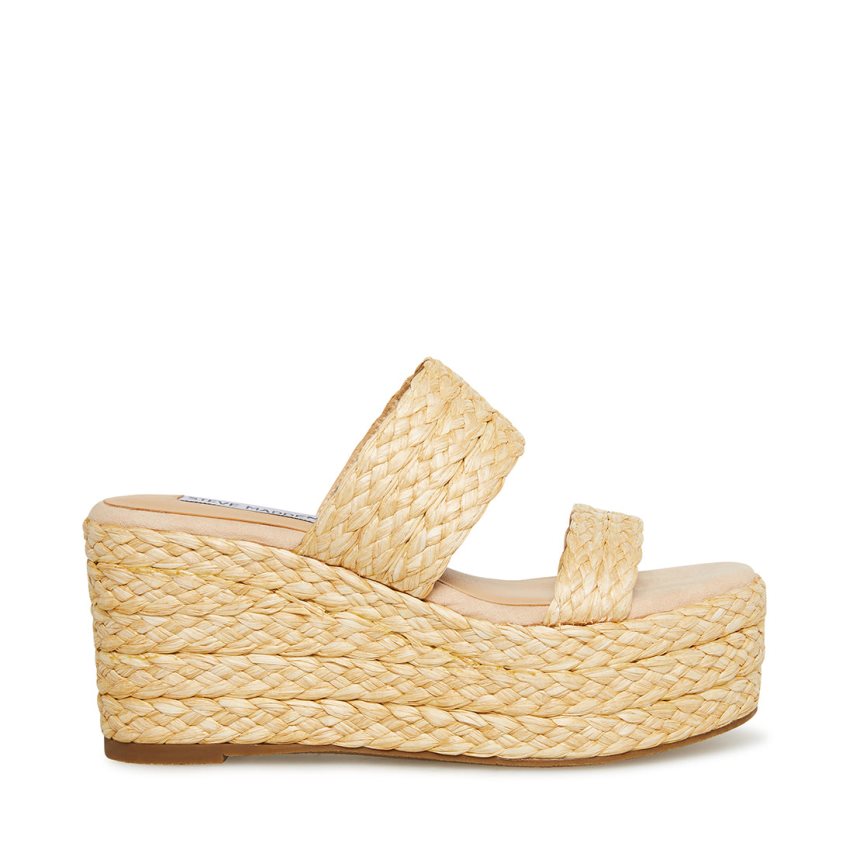 Beige Steve Madden Jane Natural Raffia Women\'s Wedges | PH 6537GHF